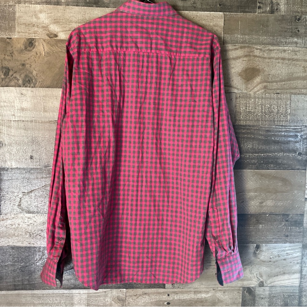 Bugatchi Red And Gray Casual Button Down Shirt - image 4